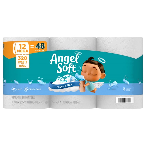 Angel Soft Toilet Paper With Fresh Linen Scented Tube, 48 Rolls