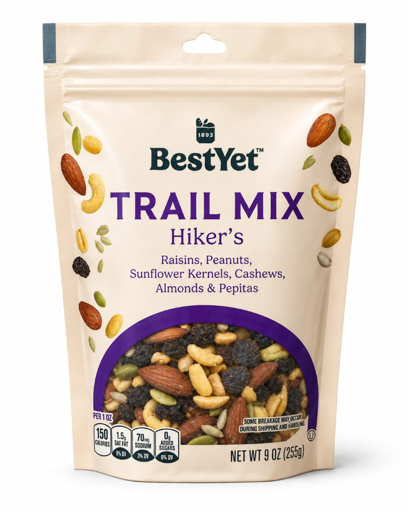 Bestyet Hikers Trail Mix with Raisins, Peanuts, and Sunflower Kernels, 9 oz (255g)