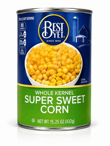 Best Yet Low Sodium Whole Kernel Super Sweet Corn, 432 g Can