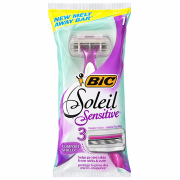 BIC Soleil Sensitive Women's 3-Blade Disposable Razors, 3 Count