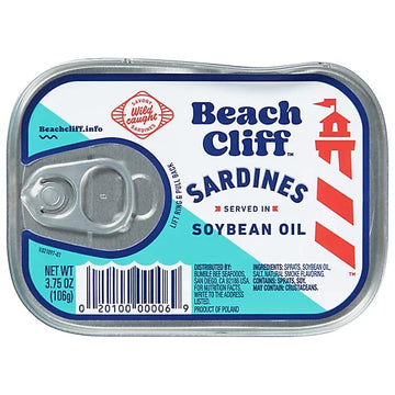 Beach Cliff Sardines in Soybean Oil, 3.75 oz (106g)