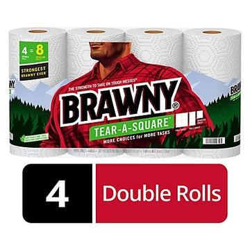 Brawny Tear-A-Square Paper Towels 4 Double Rolls