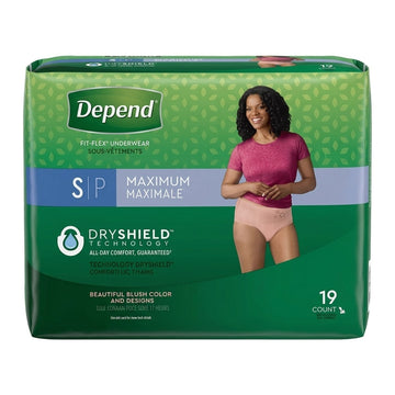 Depend Fresh Protection Adult Incontinence Underwear for Women Maximum S Blus 19ct