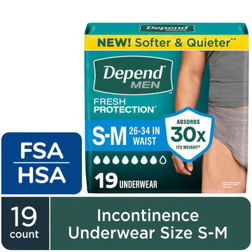 Depend Fit-Flex Incontinence Underwear for Men, S/M, 19 Count