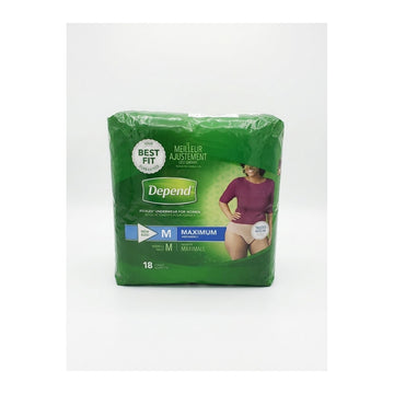 Depend Fit-Flex Incontinence Underwear for Women, Size Medium, 18 Count