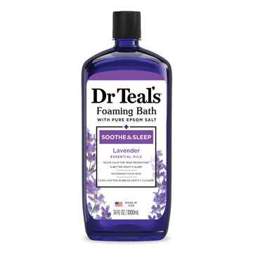 Dr. Teal's Foaming Bubble Bath with Pure Epsom Salt, Soothe & Sleep with Lavender, 34 fl oz