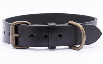 Toros Craft Black Leather Dog Collar, 24" Long x 1.5" Wide