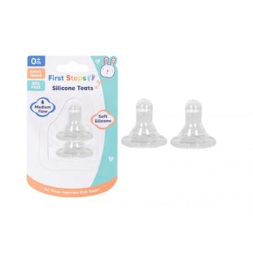 First Steps Baby Bottle Silicone Teats 2 Pack