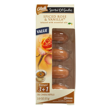 Glade Scented Oil Candle Refills Spiced Rose Vanilla, 4 Count
