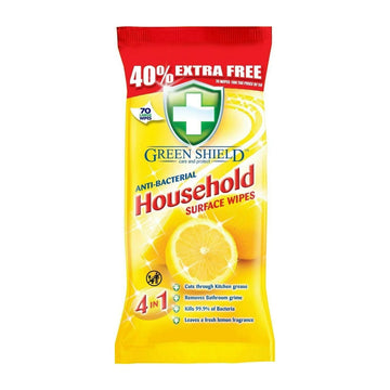 Green Shield Antibacterial Household Surface Wipes - 70 Wipes