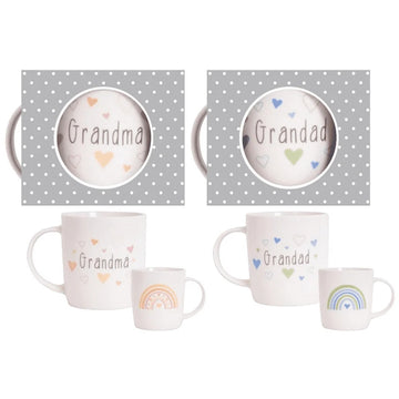 Hugs & Kisses Gift Mug New Bone China 12OZ Grandma & Grandad
