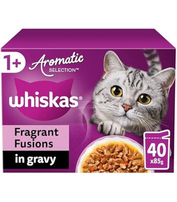 Whiskas Fragrant Fusions in Gravy Wet Cat Food 40 x 85g Pouches (3.4kg)