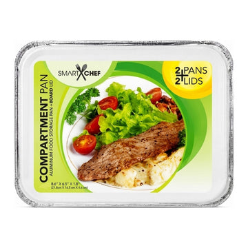 Smart Chef Aluminum Rectangular Pan with Lids, 2 Count