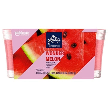 Glade Wonder Melon Scented Candles, 2 x 4.08 oz (231.4g)