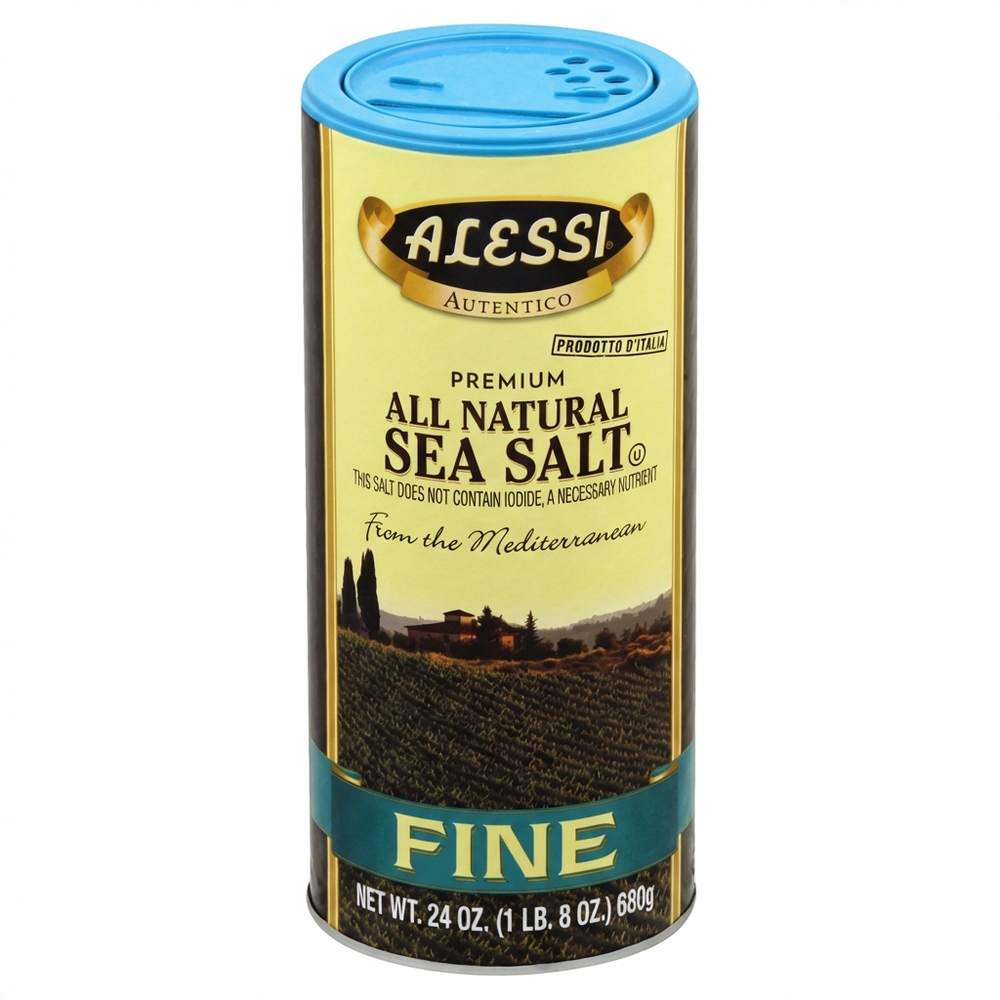 Alessi All Natural Fine Sea Salt, 24 oz (680g), From the Mediterranean