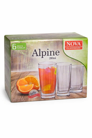 Nova glassware Alpine Glass Tumbler Set, 280ml, Pack Of 6