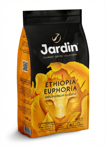 Jardin Ethiopia Euphoria Gourmet Coffee Beans: 1000g, Light Roast, Mild & Fruity, 6/10 Intensity