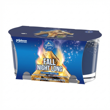 Glade Fall Night Long Scented Candles With Essential Oils, Limited Edition, 2 Count Pack