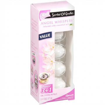 Glade Angel Whispers Scented Oil Candle Refills, 2 Oz, 4 Count