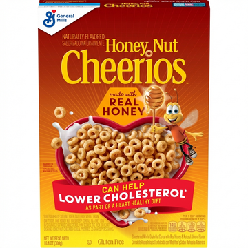 General Mills Honey Nut Cheerios Cereal: Sweetened Whole Grain Oats with Honey & Almond, Helps Lower Cholesterol, 306g