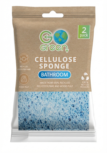Go Green Cellulose Bathroom Sponge, 2-Pack: Made From 100% Recycled Materials