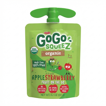 GoGo SQUEEZ Organic Apple Strawberry Fruit Pouch, 90g: 100% Fruit, No Artificial Anything