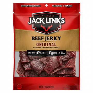 Jack Link's Original Beef Jerky, 3.25 Oz: 10g Protein, Made With 100% Beef, No Added Nitrates