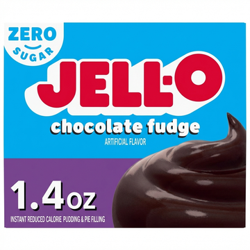 Jell-O Instant Chocolate Fudge Pudding & Pie Filling, 39g: Fat-Free, Reduced Calorie, Zero Sugar