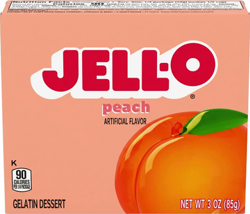 Jell-O Peach Artificial Flavor Gelatin Dessert: 3 Oz (85g), 90 Calories Per Serving, Easy To Prepare