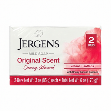 Jergens Cherry Almond Original Scent Mild Bar Soap, 2 Bars (Total 6 oz / 170g)