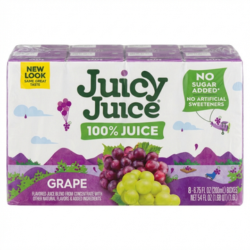 Juicy Juice Grape Orange Juice, 8 x 200ml Pack