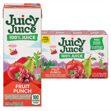 Juicy Juice 100% Fruit Punch Juice, 8x200ml Pack, No Sugar Added