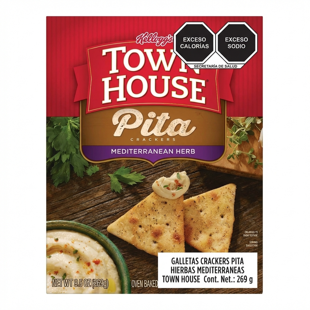 Keebler Pita Crackers, Mediterranean Herb Flavor, Oven-Baked, 269g