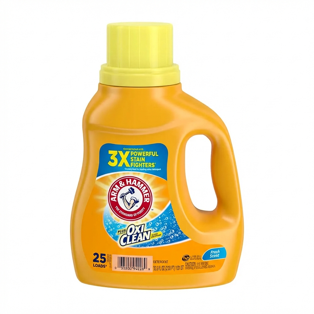 Arm & Hammer Plus OXI CLEAN Fresh Scent Liquid Laundry Detergent, 3X Powerful Stain Fighters, 25 Loads, 32.5 Fl Oz
