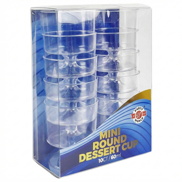 Party world Mini Round Dessert Plastic Cups, 10 Count
