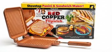 Red Copper Flipwich Stovetop Panini And Sandwich Maker With Flip-Style Toasting Design