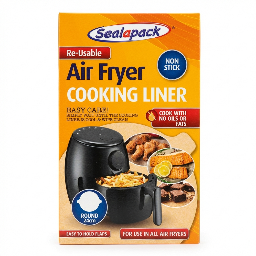 Sealapack Reusable Non-Stick Air Fryer Cooking Liner, Round 24 Cm