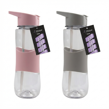 Fitstyle Silicone Grip Water Bottle With Textured Non-Slip Grip, Portable Design