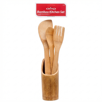 Table king Bamboo Kitchen Utensil Set With Holder, Eco-Friendly And Durable