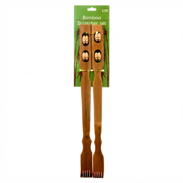 Bamboo Back Scratcher Set, 2-Pack, Natural Bamboo, Easy Reach For Hard-To-Reach Areas