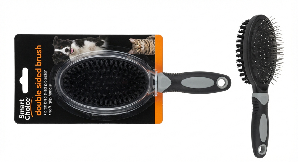 Smart Choice Double-Sided Grooming Brush, Removes Loose Hair And Smooths Coat