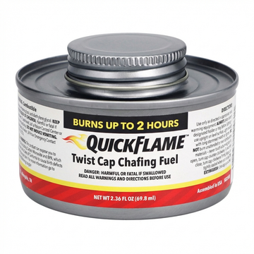 Quikflame Twist Cap Chafing Fuel, 2-Hour Burn Time, For Food Warming And Catering