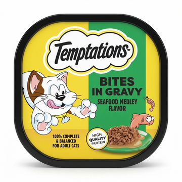 Temptations Bites In Gravy Seafood Medley Flavor Wet Cat Food, 100g