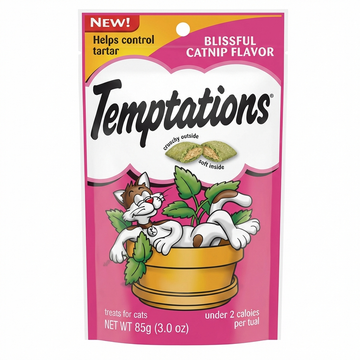 Whiskas Temptations Soft Inside Cat Treats, Catnip Flavor, Crunchy Outside With Soft Center, 85 G