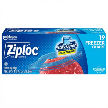 Ziploc Freezer Seal Top Bags, Quart Size, 24 Count
