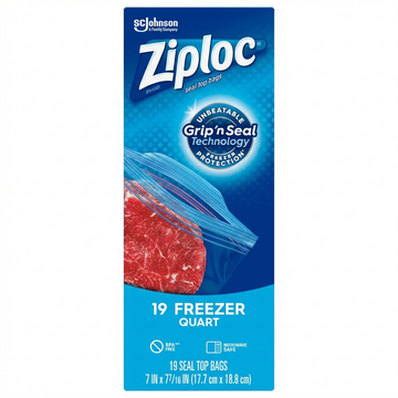 Ziploc Quart Freezer Bags, 20 Count, Grip N Seal, BPA-Free, Microwave Safe