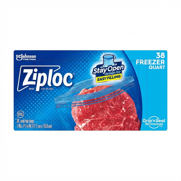 Ziploc Grip N Seal Freezer Bags, Secure Seal For Freshness And Leak Reduction, 38 Count