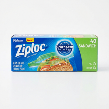 Ziploc Sandwich Bags, Seal Top, 40 Count