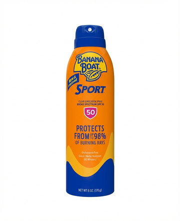 Banana Boat Sport Clear Sunscreen Spray SPF 50+, Broad Spectrum, Oxybenzone-Free, Sweat And Water Resistant 80 Minutes, 170 G