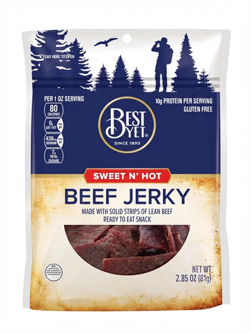 Best Yet Sweet N' Hot Beef Jerky, 81g, 10g Protein, Gluten Free